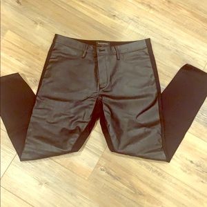 Vegan Leather-Front Paneled Pants